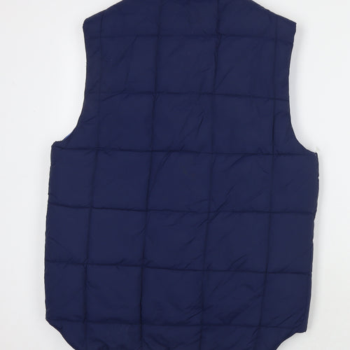 H&M Mens Blue Gilet Waistcoat Size S Snap