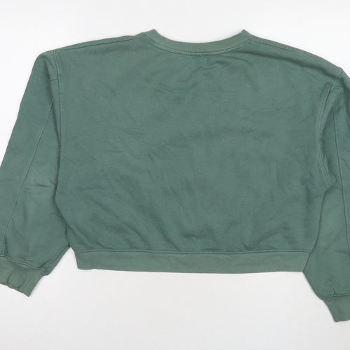 Zara Womens Green Cotton Pullover Sweatshirt Size M Pullover