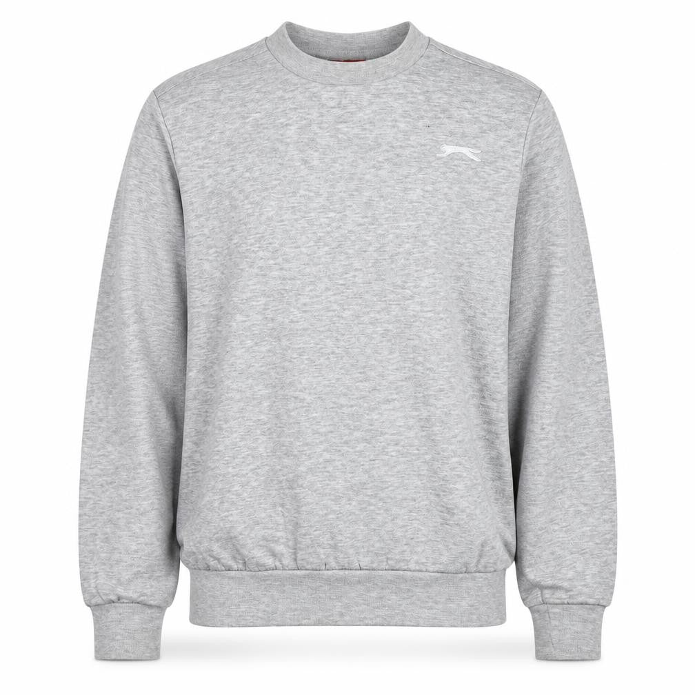 Front view of Slazenger men’s grey polyester pullover sweatshirt, size S