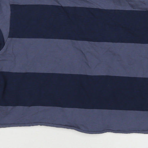 Brandy Melville Womens Blue Striped Cotton Cropped Polo Size M Collared - Label Size 170/84A
