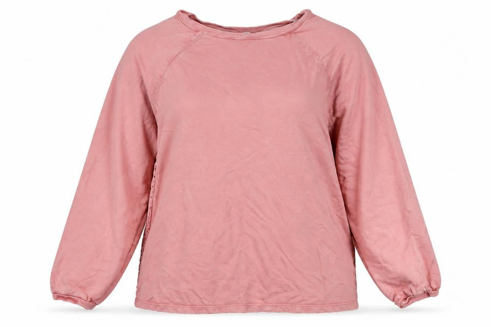 Front view of Next women’s pink cotton pullover sweatshirt, size UK 16, pullover