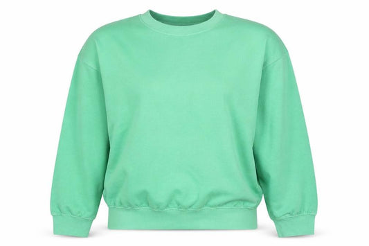 Front view of PRETTYLITTLETHING women’s green cotton pullover sweatshirt, size M, pullover - unisex worldwide