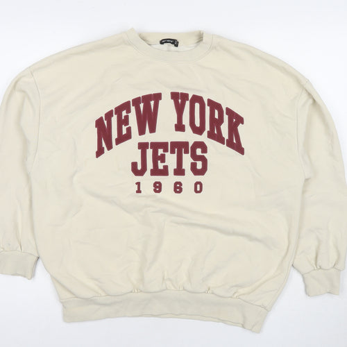 Amber Womens Beige Cotton Pullover Sweatshirt Size M Pullover - New York Jets