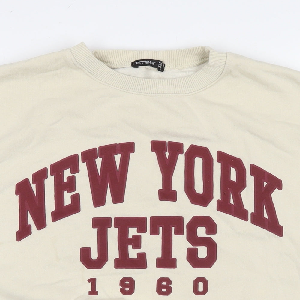 Amber Womens Beige Cotton Pullover Sweatshirt Size M Pullover - New York Jets