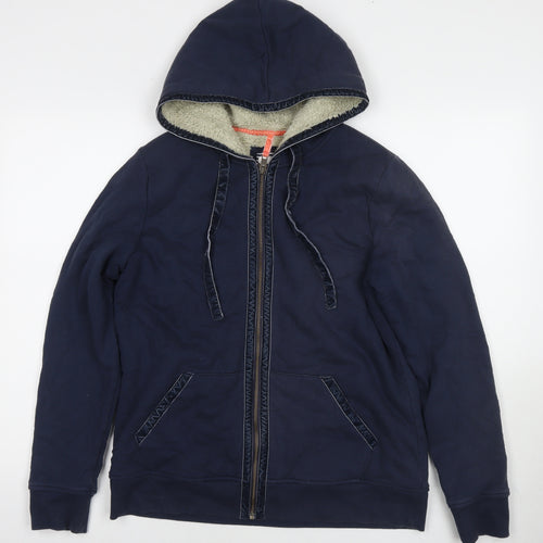 Boden Womens Blue Cotton Full Zip Hoodie Size 14 Zip