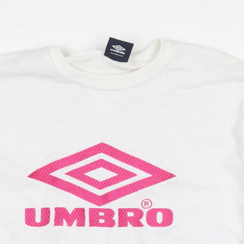 Umbro Womens White Cotton Pullover Sweatshirt Size L Pullover - Logo