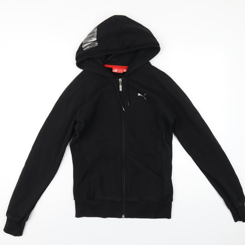 PUMA Womens Black Cotton Full Zip Hoodie Size 10 Zip