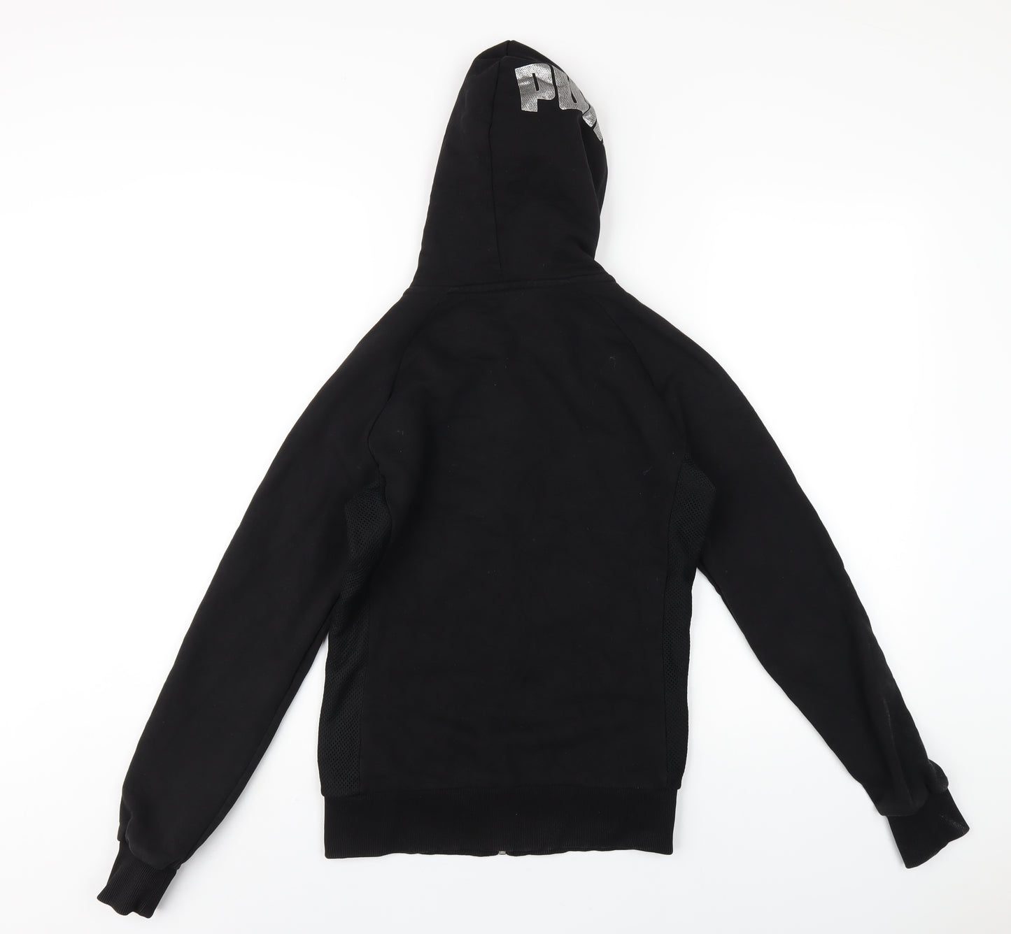 PUMA Womens Black Cotton Full Zip Hoodie Size 10 Zip