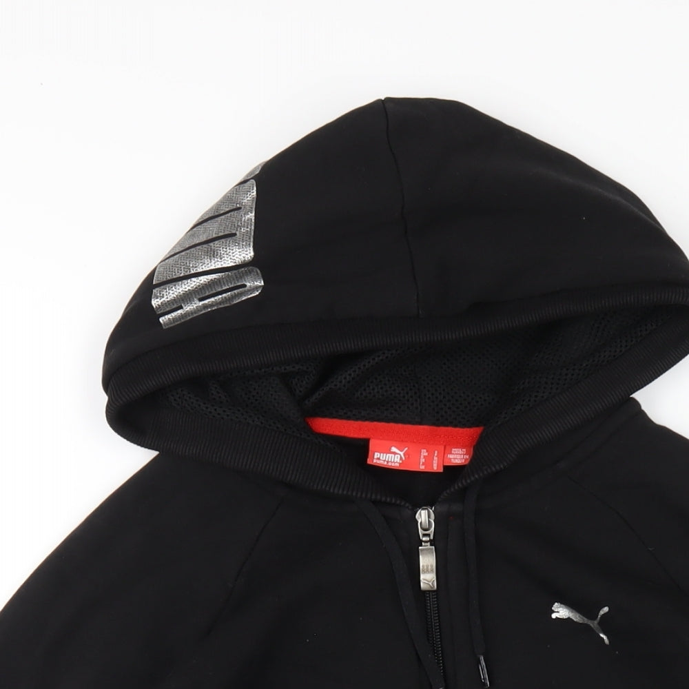 PUMA Womens Black Cotton Full Zip Hoodie Size 10 Zip