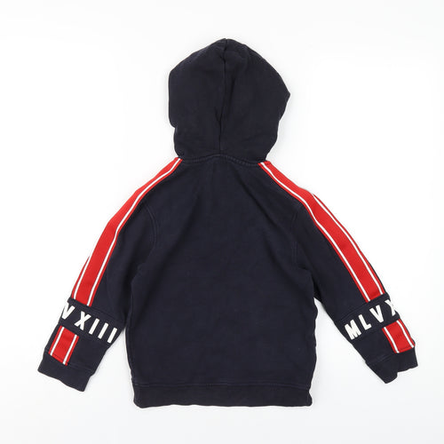 River Island Boys Blue Cotton Pullover Hoodie Size 5-6 Years Zip