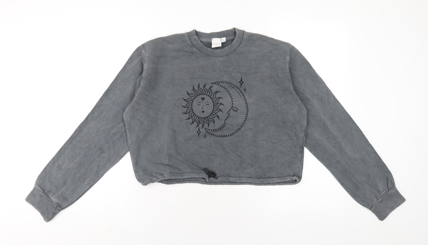 Skinny Dip Womens Grey Cotton Pullover Sweatshirt Size 8 Pullover