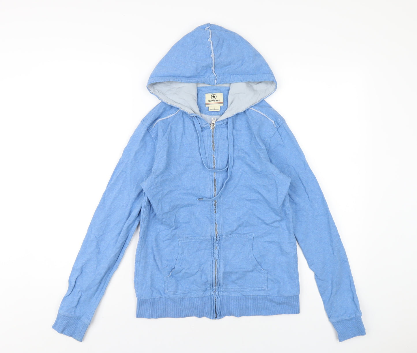 Converse Womens Blue Cotton Full Zip Hoodie Size M Zip