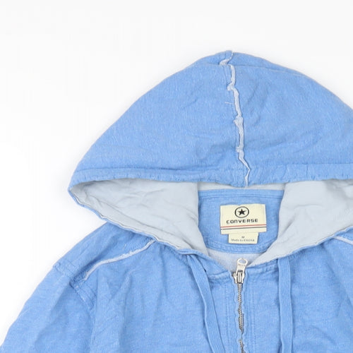 Converse Womens Blue Cotton Full Zip Hoodie Size M Zip