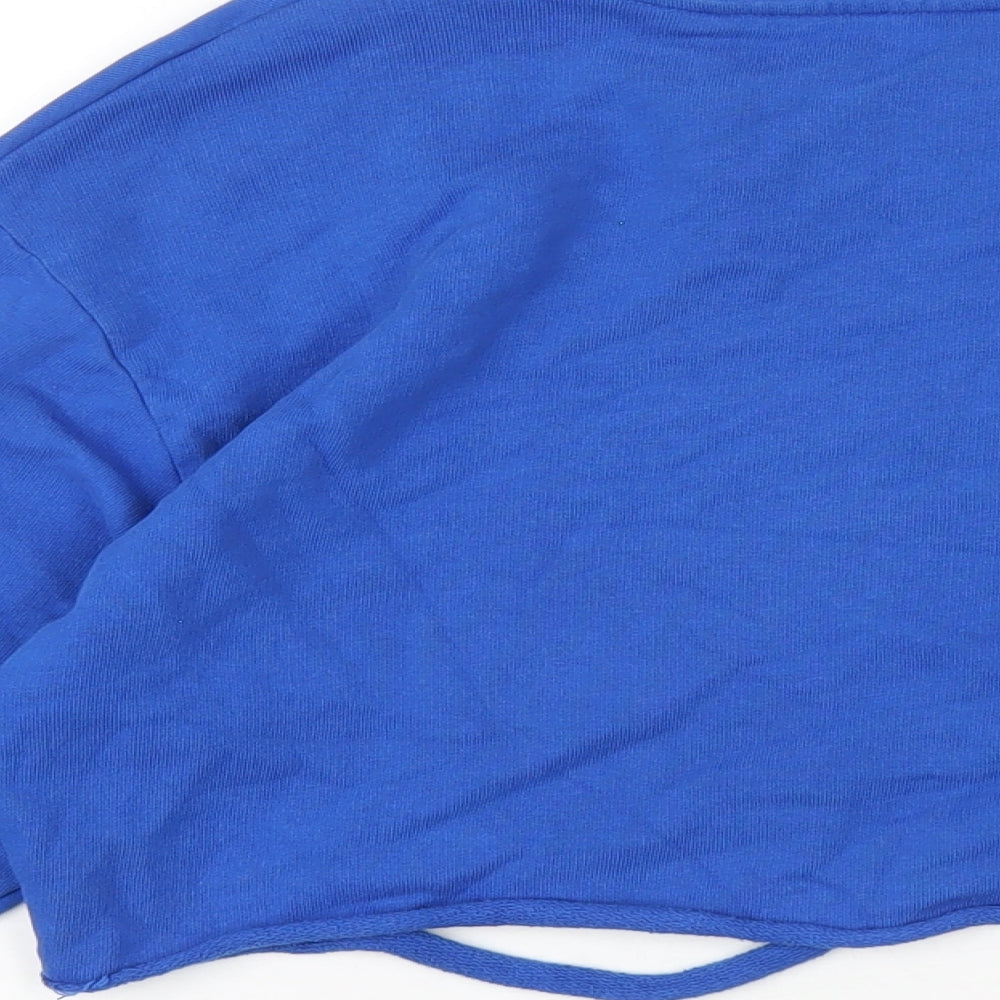Topshop Womens Blue Cotton Pullover Sweatshirt Size 8 Pullover - Distressed