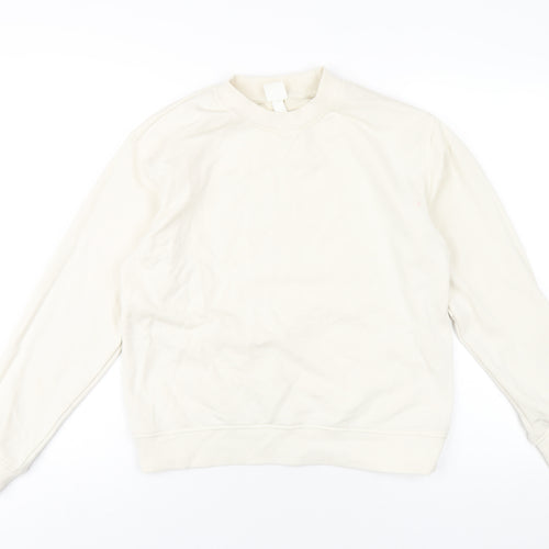 H&M Womens Ivory Cotton Pullover Sweatshirt Size S Pullover