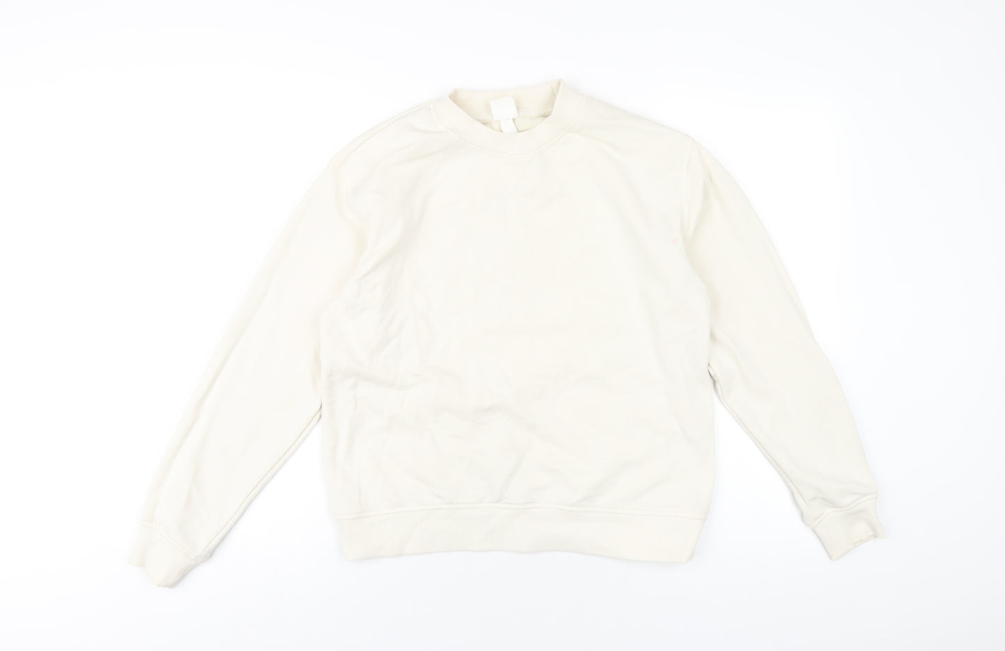 H&M Womens Ivory Cotton Pullover Sweatshirt Size S Pullover