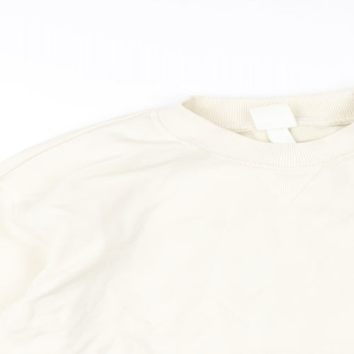 H&M Womens Ivory Cotton Pullover Sweatshirt Size S Pullover