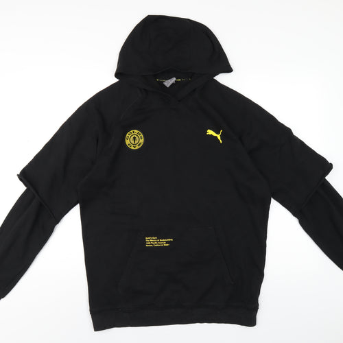PUMA Mens Black Cotton Pullover Hoodie Size M