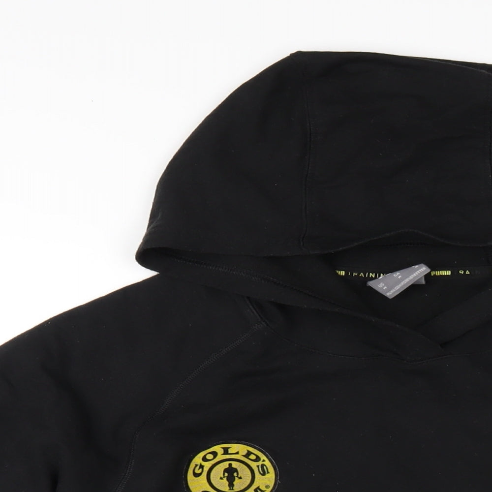 PUMA Mens Black Cotton Pullover Hoodie Size M