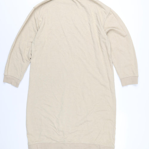 Zara Womens Beige Polyester Jumper Dress Size M Mock Neck Pullover