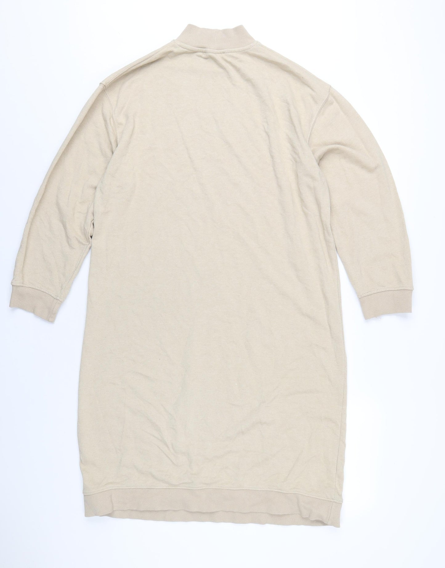 Zara Womens Beige Polyester Jumper Dress Size M Mock Neck Pullover