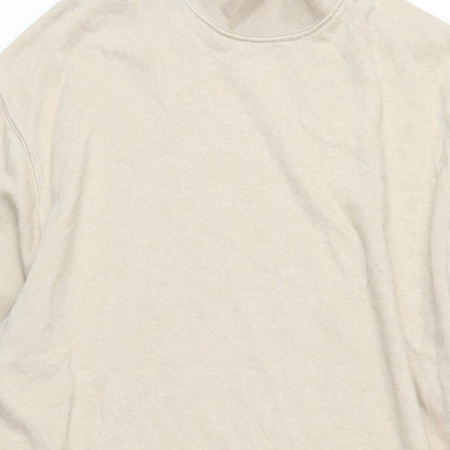 Zara Womens Beige Polyester Jumper Dress Size M Mock Neck Pullover