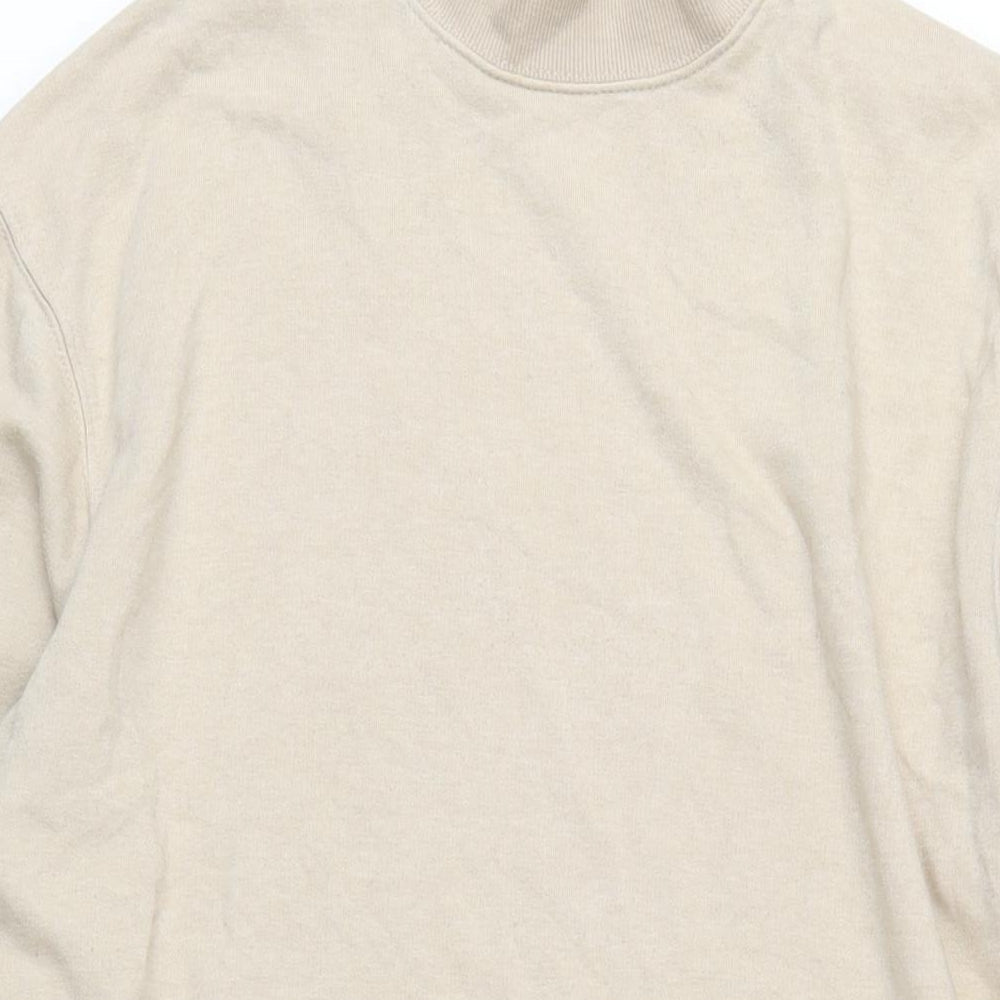 Zara Womens Beige Polyester Jumper Dress Size M Mock Neck Pullover
