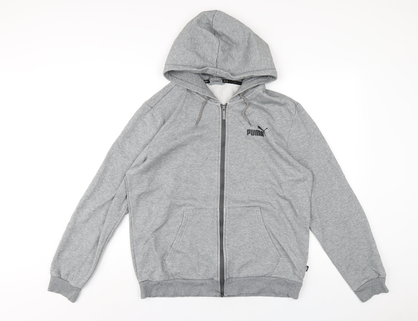 PUMA Mens Grey Cotton Full Zip Hoodie Size M