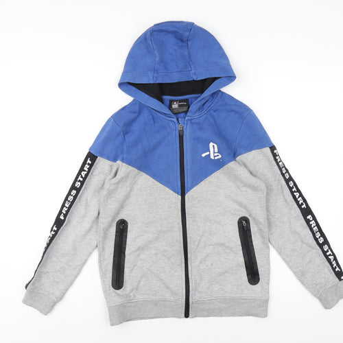 PlayStation Boys Grey Cotton Full Zip Hoodie Size 10-11 Years Zip