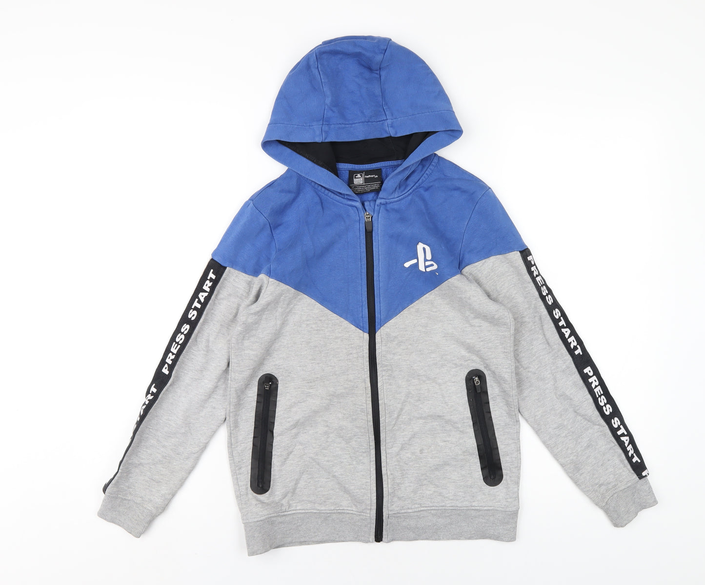 PlayStation Boys Grey Cotton Full Zip Hoodie Size 10-11 Years Zip