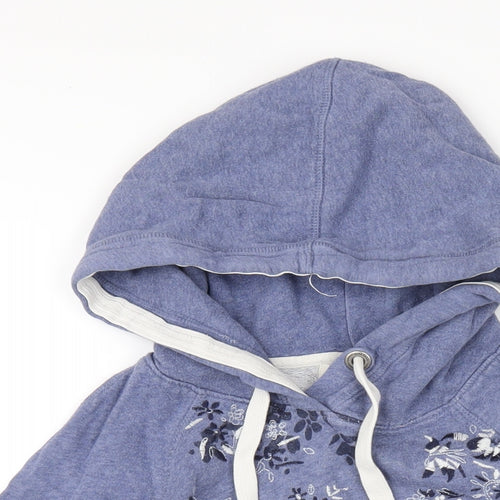H&M Womens Blue Floral Cotton Pullover Hoodie Size M Pullover