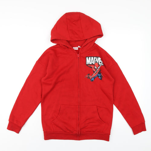 Marvel Boys Red Cotton Full Zip Hoodie Size 10-11 Years Zip - Spiderman