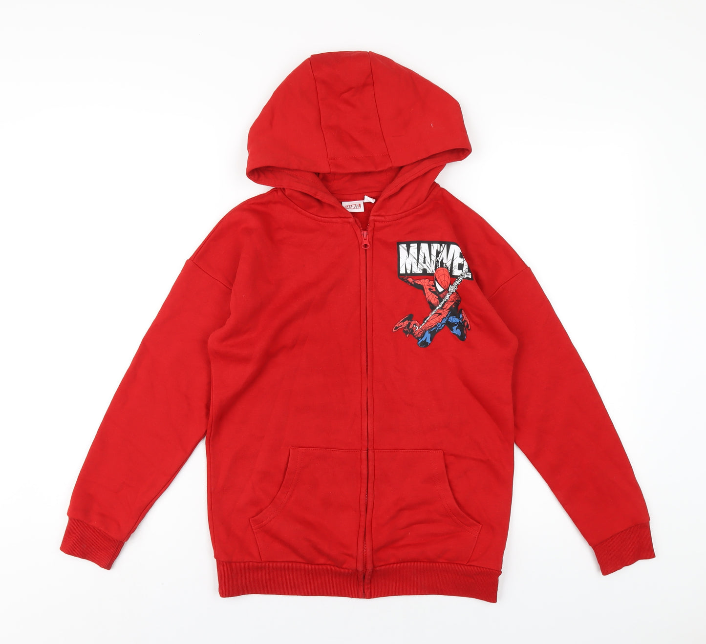 Marvel Boys Red Cotton Full Zip Hoodie Size 10-11 Years Zip - Spiderman