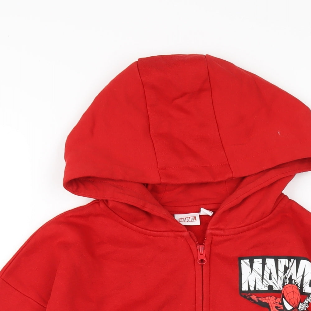 Marvel Boys Red Cotton Full Zip Hoodie Size 10-11 Years Zip - Spiderman