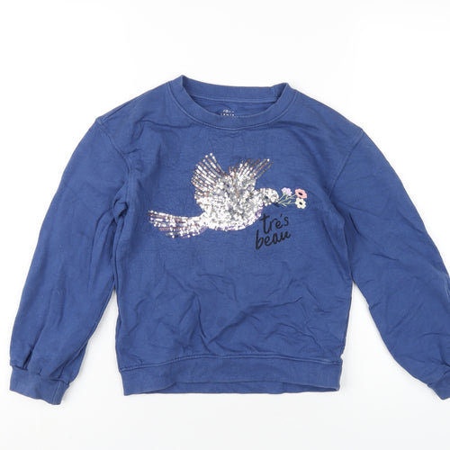 John Lewis Girls Blue Cotton Pullover Sweatshirt Size 8 Years Pullover