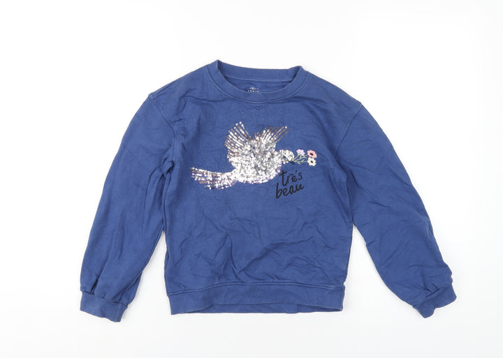 John Lewis Girls Blue Cotton Pullover Sweatshirt Size 8 Years Pullover