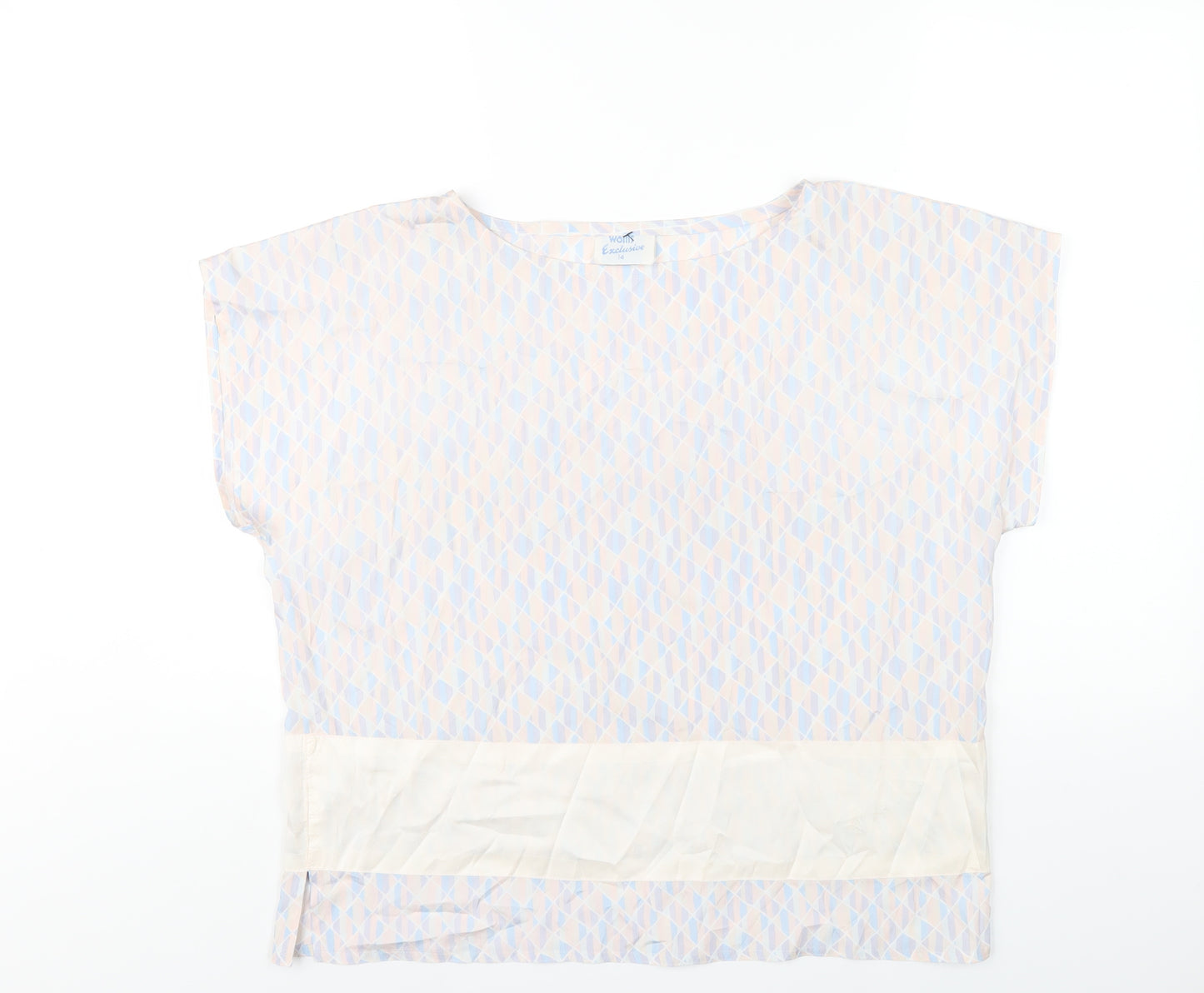 Wallis Womens Multicoloured Geometric Polyester Basic T-Shirt Size 14 Round Neck
