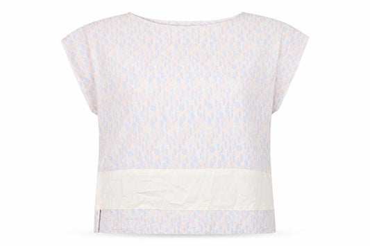 Front view of Wallis women’s multicoloured geometric polyester basic t-shirt, size UK 14, round neck