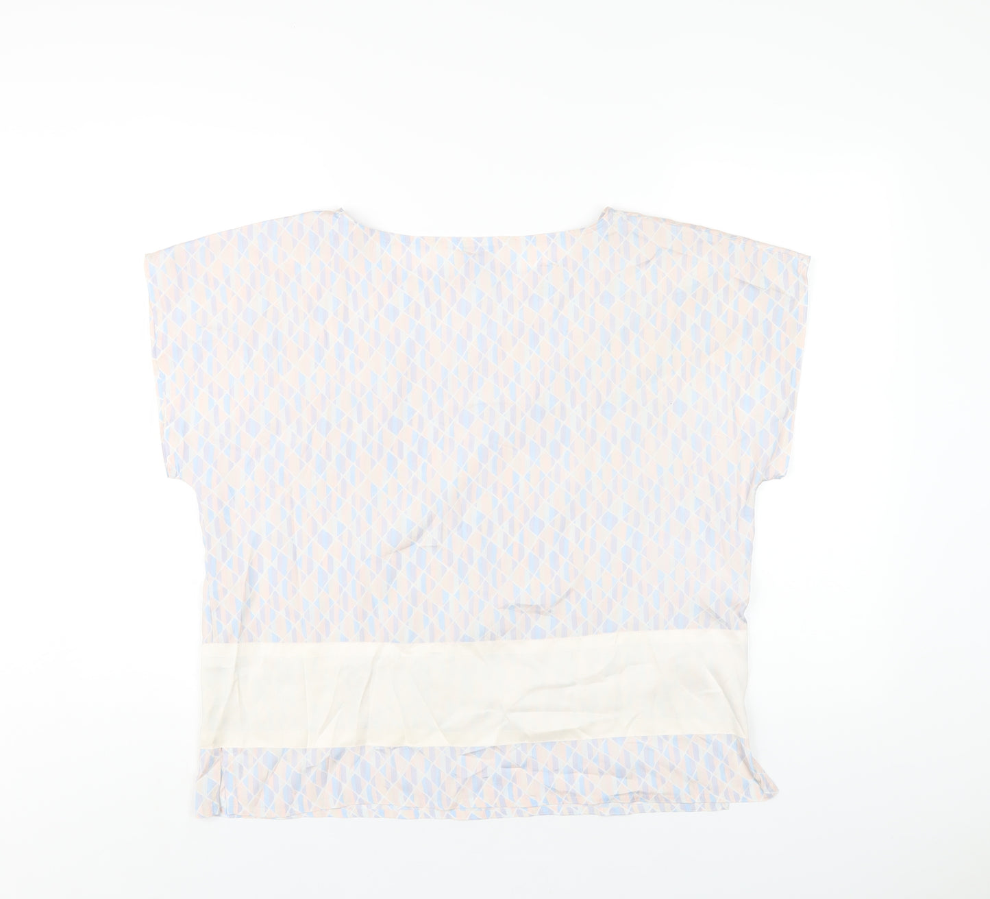 Wallis Womens Multicoloured Geometric Polyester Basic T-Shirt Size 14 Round Neck