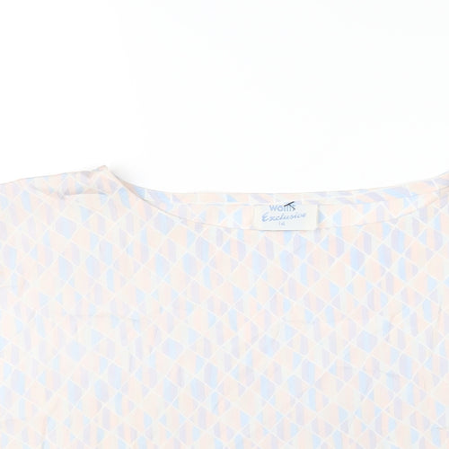 Wallis Womens Multicoloured Geometric Polyester Basic T-Shirt Size 14 Round Neck