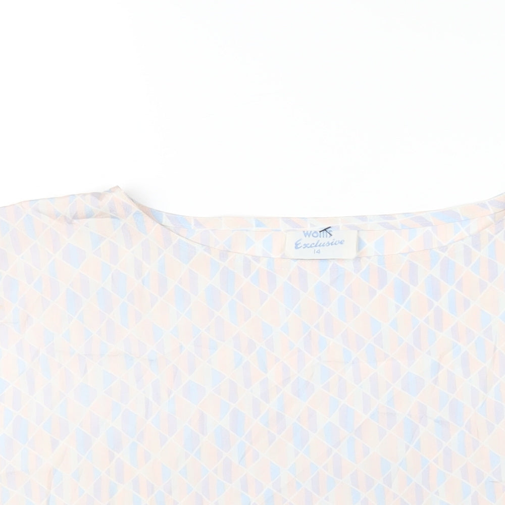 Wallis Womens Multicoloured Geometric Polyester Basic T-Shirt Size 14 Round Neck