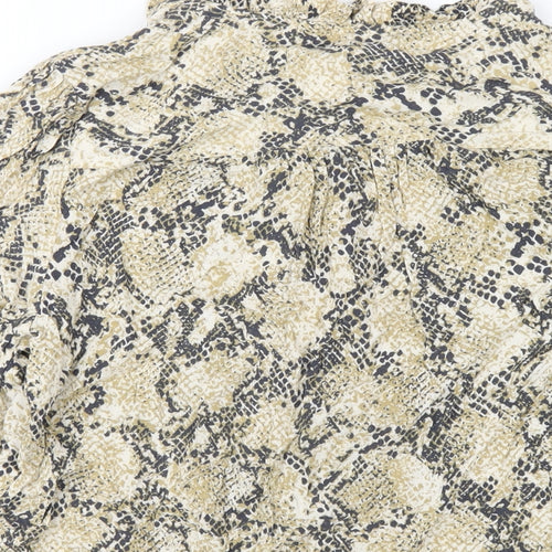 Marks and Spencer Womens Beige Animal Print Viscose Basic Blouse Size 10 Round Neck - Snake Print