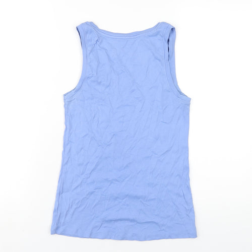 John Lewis Womens Blue Cotton Basic Tank Size 12 Scoop Neck
