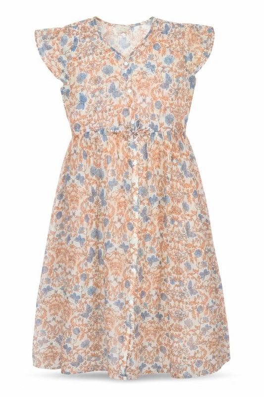 Front view of Next girls’ multicoloured floral polyester a-line, size 10, years round neck button