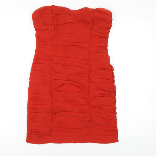 H&M Womens Orange Polyester Mini Size 10 Sweetheart Zip