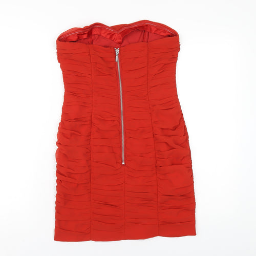 H&M Womens Orange Polyester Mini Size 10 Sweetheart Zip