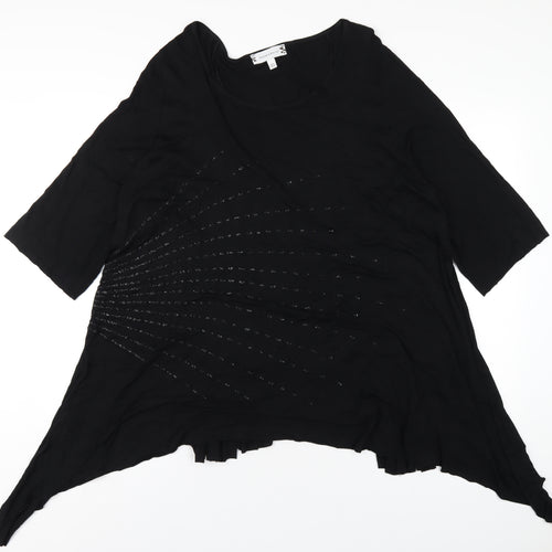 Deane & White Womens Black Viscose Basic T-Shirt Size 22 Round Neck