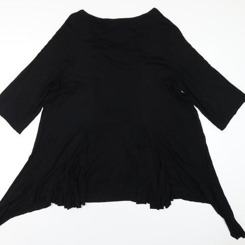 Deane & White Womens Black Viscose Basic T-Shirt Size 22 Round Neck