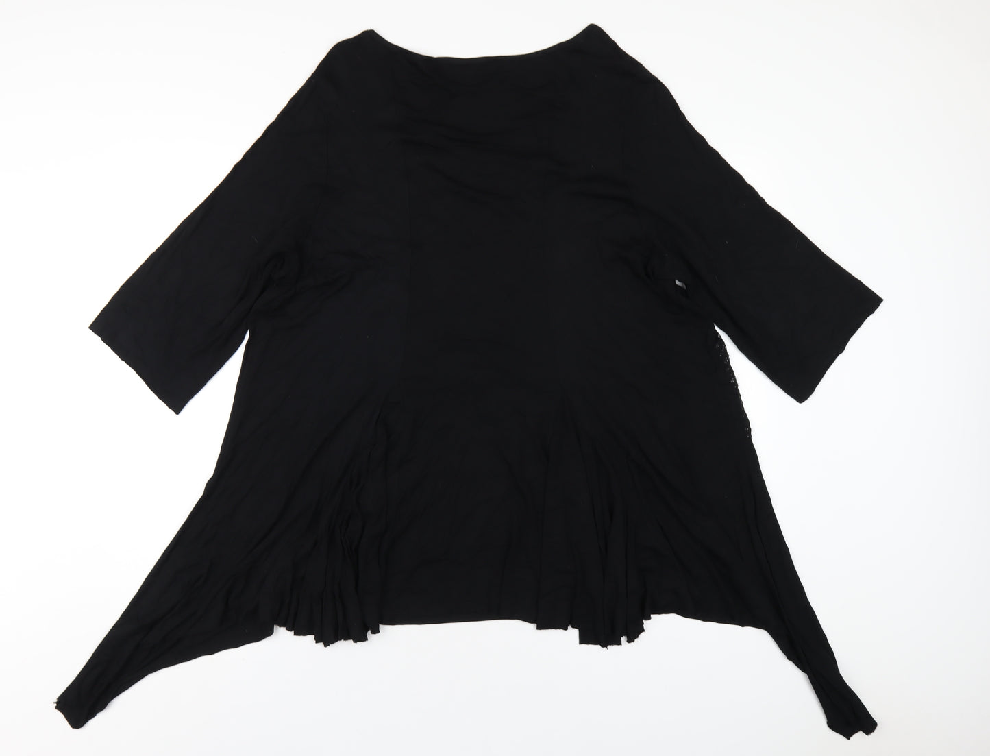 Deane & White Womens Black Viscose Basic T-Shirt Size 22 Round Neck