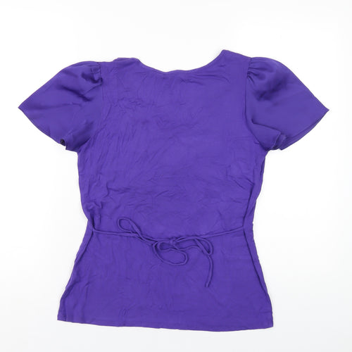 David Emanuel Womens Purple Viscose Basic T-Shirt Size 10 Scoop Neck
